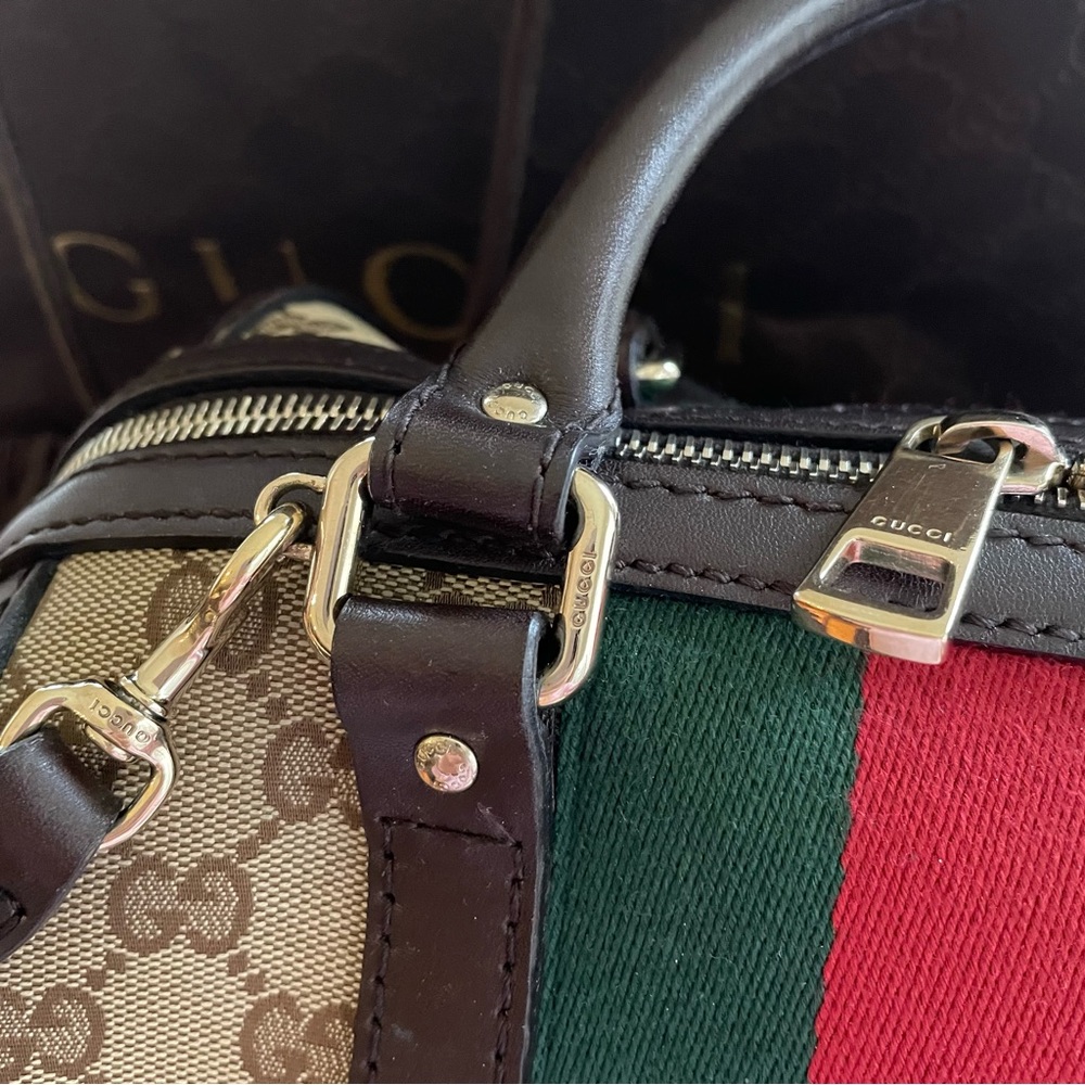 ❌SOLD❌on luxury site⭐️Authentic Gucci Bowling Bag🤎Made in Italy💚❤️ - Picture 8 of 16